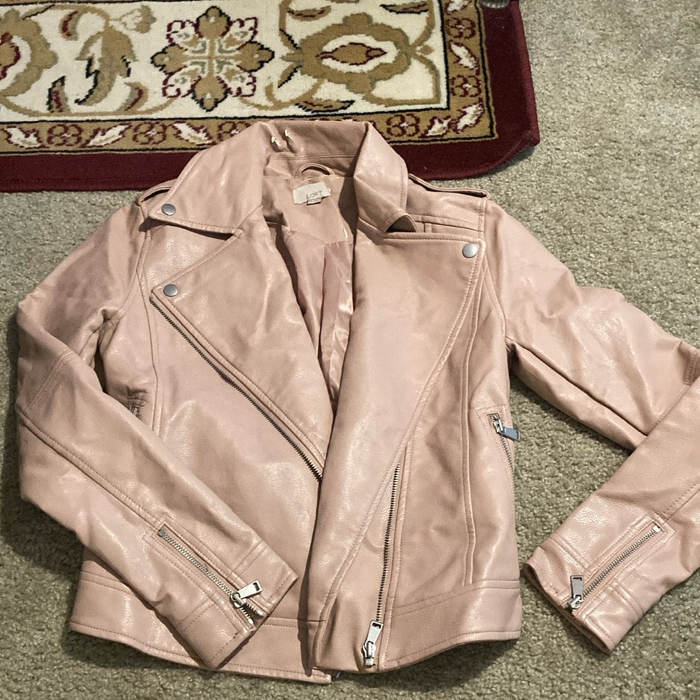LOFT Women's Pink faux Leather Jacket